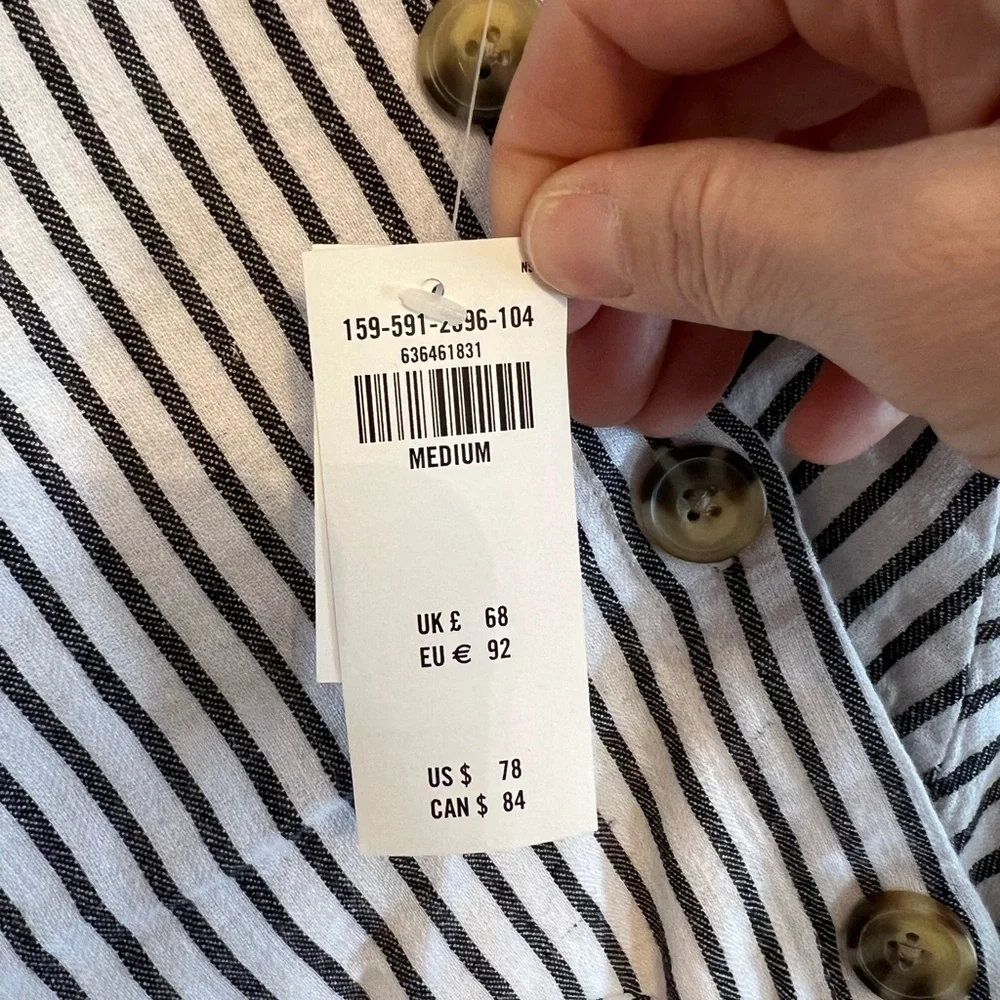 Abercrombie & Fitch White and Black Striped Maxi Dress